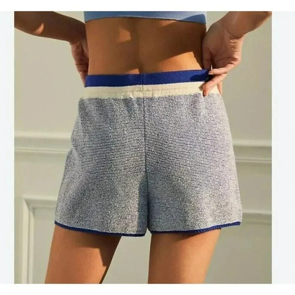 Anthropologie, New, Maeve Posey Cobalt Stripe Sweater Knit Shorts, Size XL - Picture 3 of 11